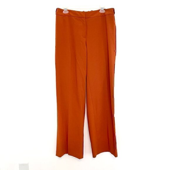 CALVIN KLEIN Plus Size Lux Highline Pants Orange High Waisted Pleated Cropped ?? - Picture 2 of 14